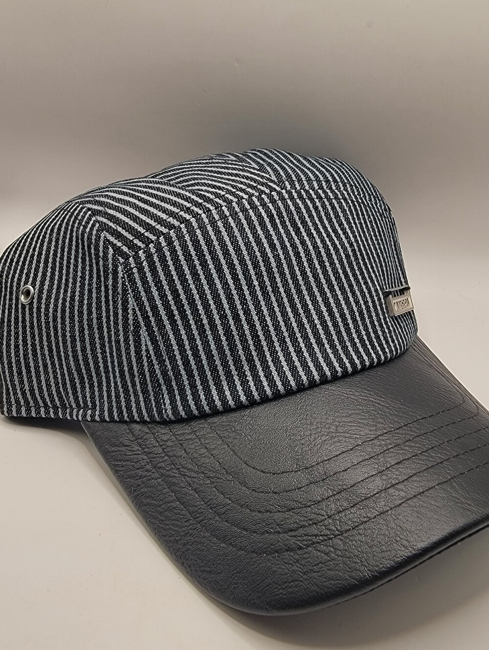 Kangol Striped Navy Cap with Leather Brim